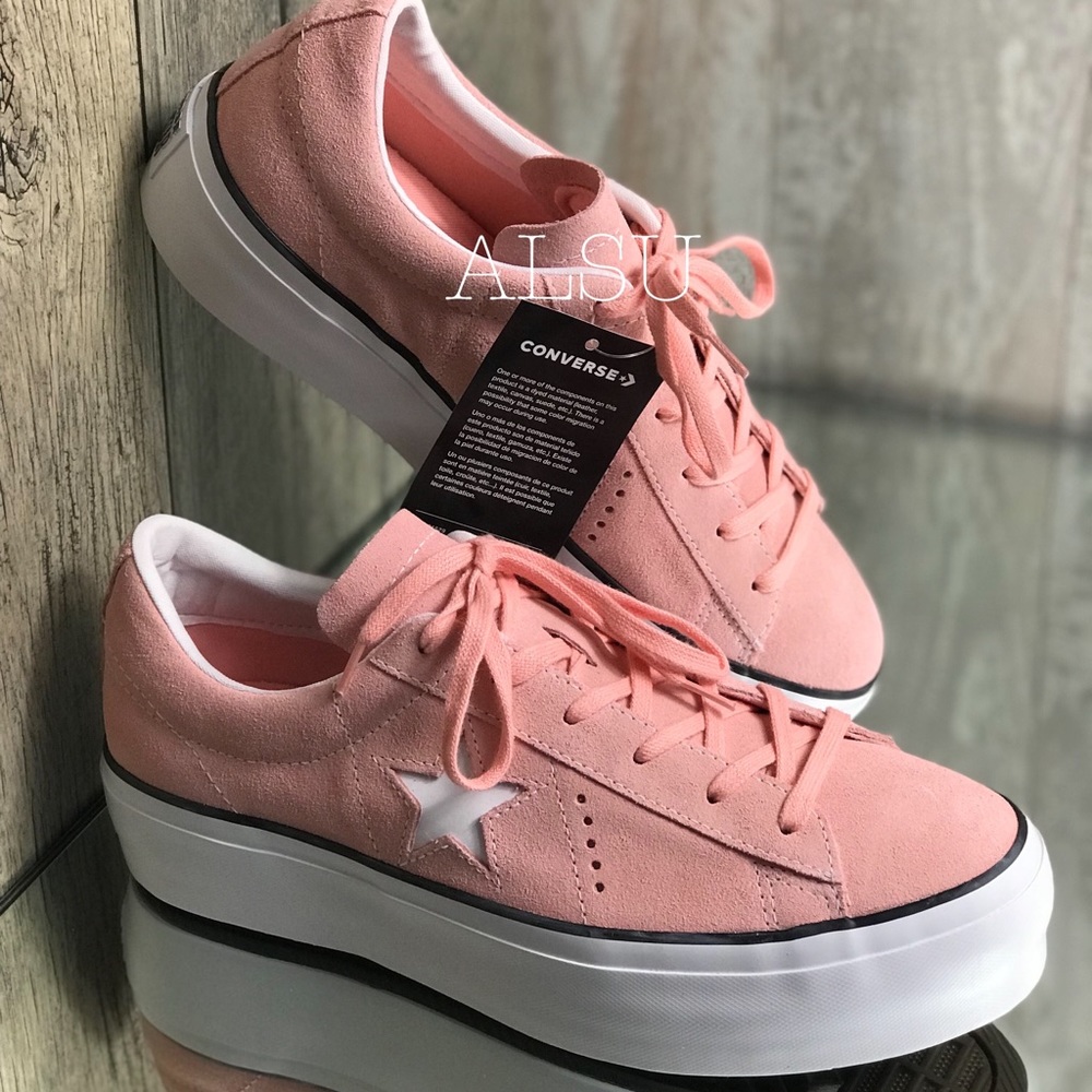 Conver One Star Platform OX Suede Bleached Coral W - Picture 3 of 8